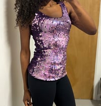 Image 5 of 00s purple sequin crochet top 