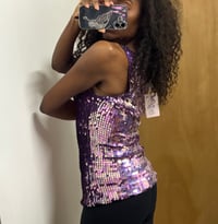 Image 6 of 00s purple sequin crochet top 