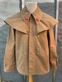 Image 1 of French 'WAHREIN' Canvas Cotton Motorcycle Jacket, Size Medium, Worn and Faded. Vintage 1950's 
