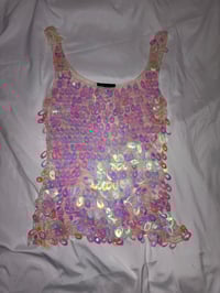 Image 1 of 00s iridescent sequin crochet cami