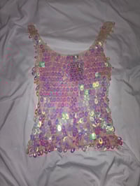 Image 2 of 00s iridescent sequin crochet cami