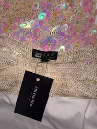 Image 3 of 00s iridescent sequin crochet cami