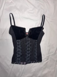 Image 1 of 90s French vintage black sparkly mesh cami top