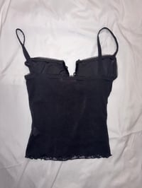 Image 2 of 90s French vintage black sparkly mesh cami top