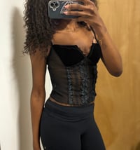 Image 4 of 90s French vintage black sparkly mesh cami top