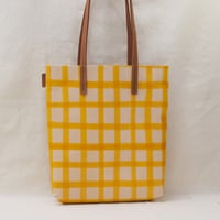 Image 1 of Grid Soft Tote yellow and tan