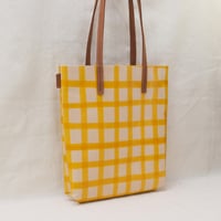 Image 2 of Grid Soft Tote yellow and tan