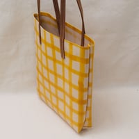 Image 3 of Grid Soft Tote yellow and tan