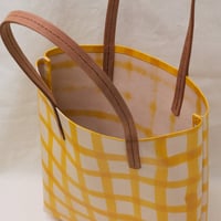 Image 7 of Grid Soft Tote yellow and tan
