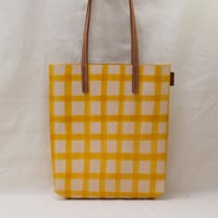 Image 6 of Grid Soft Tote yellow and tan