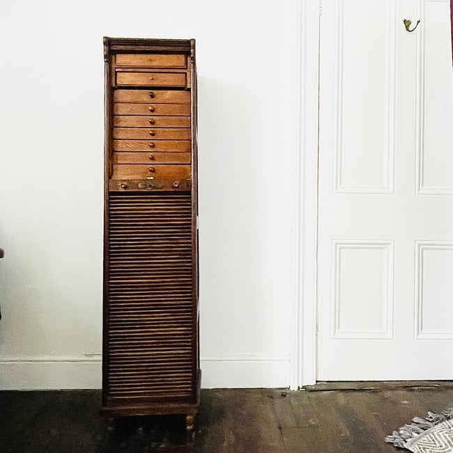 Antique Doctors Tambour Cabinet