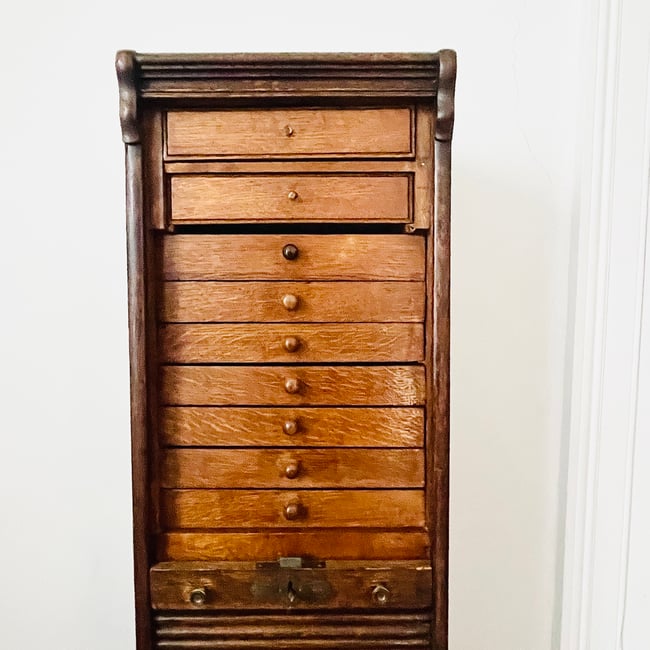 Antique Doctors Tambour Cabinet