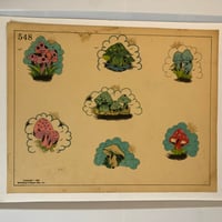 Image 1 of 1980 hand colored Spaulding & Roger’s mushroom flash sheet 11x14