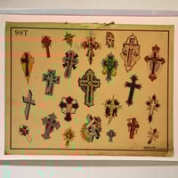 Image 1 of 1984 hand colored Spaulding & Roger’s crosses flash sheet 11x14