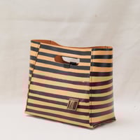 Image 4 of Medium Grab-handle Clutch black stripes
