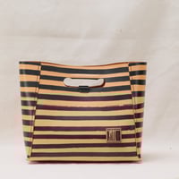 Image 1 of Medium Grab-handle Clutch black stripes
