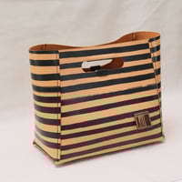 Image 2 of Medium Grab-handle Clutch black stripes