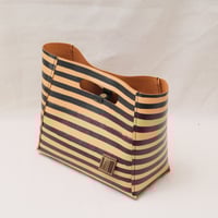Image 5 of Medium Grab-handle Clutch black stripes