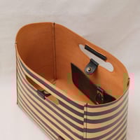 Image 6 of Medium Grab-handle Clutch black stripes