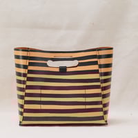 Image 3 of Medium Grab-handle Clutch black stripes
