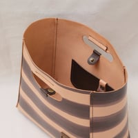 Image 6 of Medium Grab-handle Clutch brown stripes