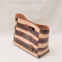 Image 5 of Medium Grab-handle Clutch brown stripes