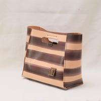 Image 4 of Medium Grab-handle Clutch brown stripes