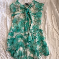 Image 1 of 00s floaty fairy ruffle turquoise and white floral cami
