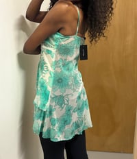 Image 6 of 00s floaty fairy ruffle turquoise and white floral cami