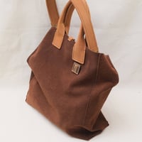 Image 5 of Large 3-Panel Two-way Tote in chocolate suede