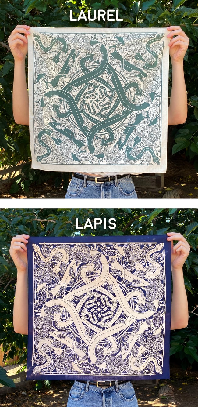 Snake Bandana - Lapis, Laurel, Marigold, Fern