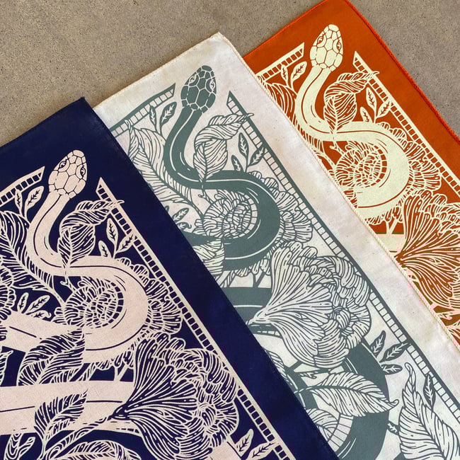Snake Bandana - Lapis, Laurel, Marigold, Fern