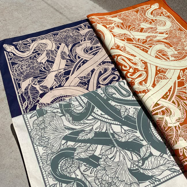 Snake Bandana - Lapis, Laurel, Marigold, Fern