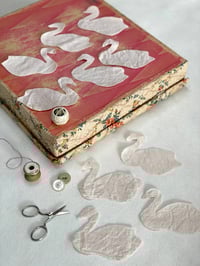Hand-Cut Fabric Swans
