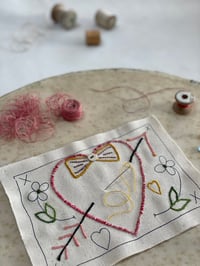Image 2 of Heart Border with Flowers Embroidery Template 