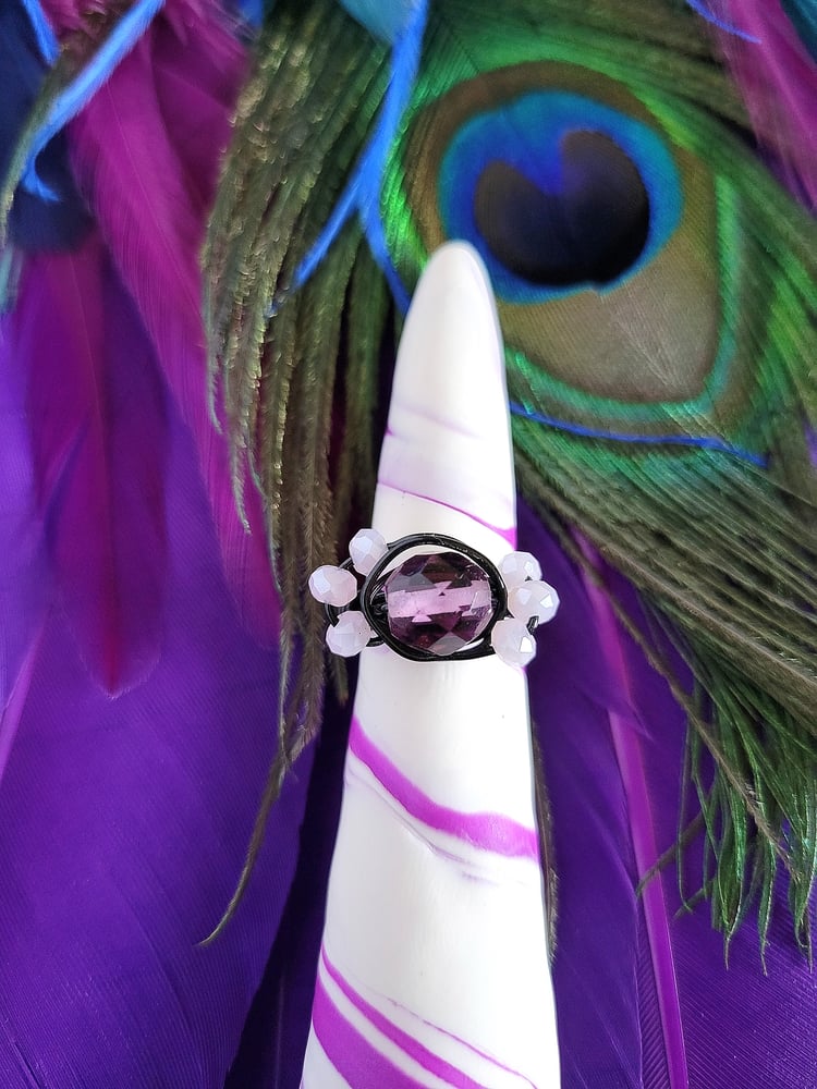 Image of Wire Wrapped Purple Beaded Ring