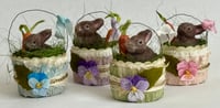 Image 1 of Vintage style spun cotton Easter bunny basket 
