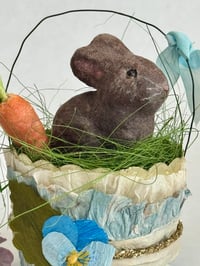 Image 2 of Vintage style spun cotton Easter bunny basket 
