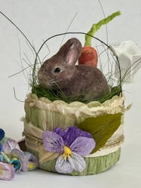 Image 3 of Vintage style spun cotton Easter bunny basket 