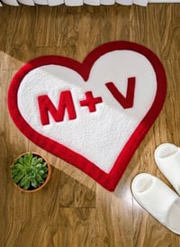 Image 1 of Personalized Heart Rug with Initials - Custom Valentine's Day Gift for Couple - Hand Tufted Anniv...