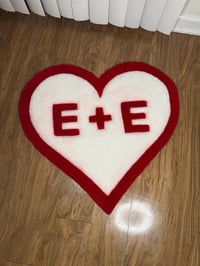 Image 4 of Personalized Heart Rug with Initials - Custom Valentine's Day Gift for Couple - Hand Tufted Anniv...