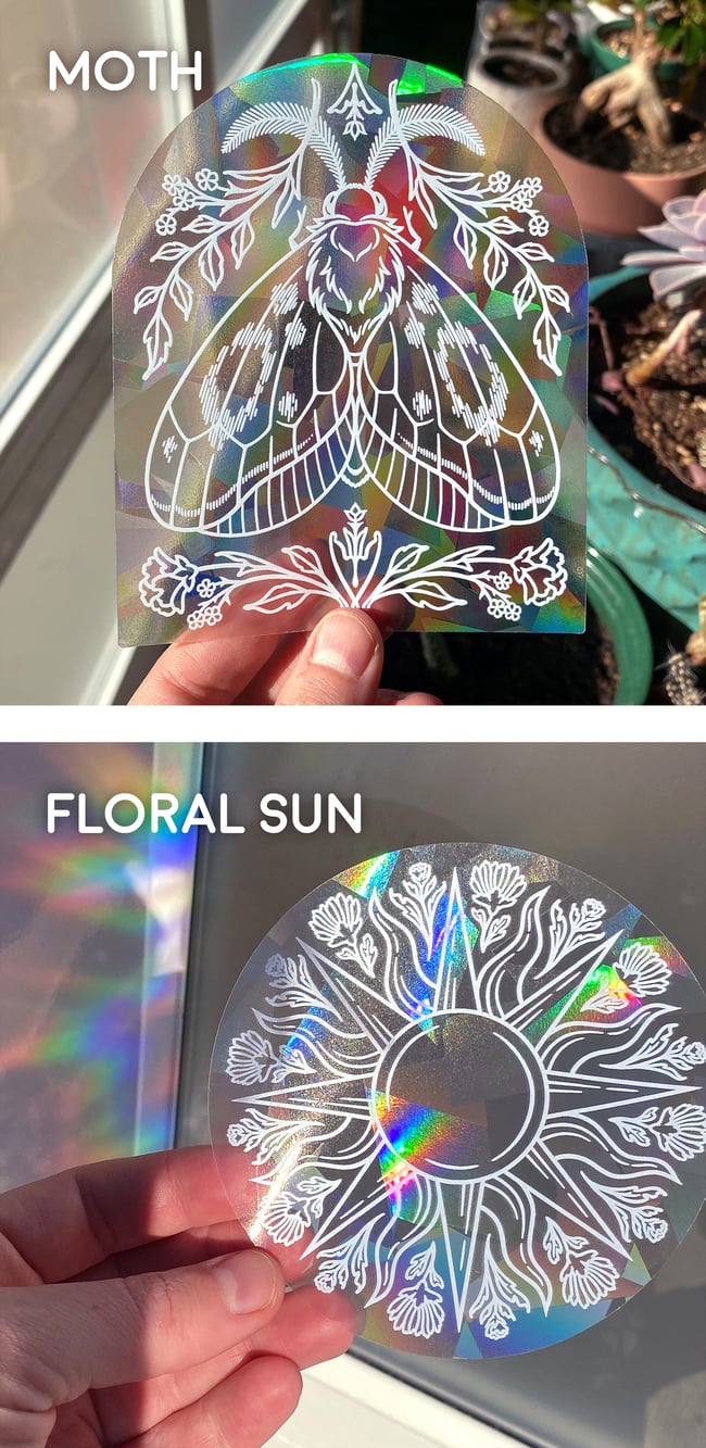 Suncatchers - Moth, Floral Sun, Roses, Lotus & Beetle, Mountains