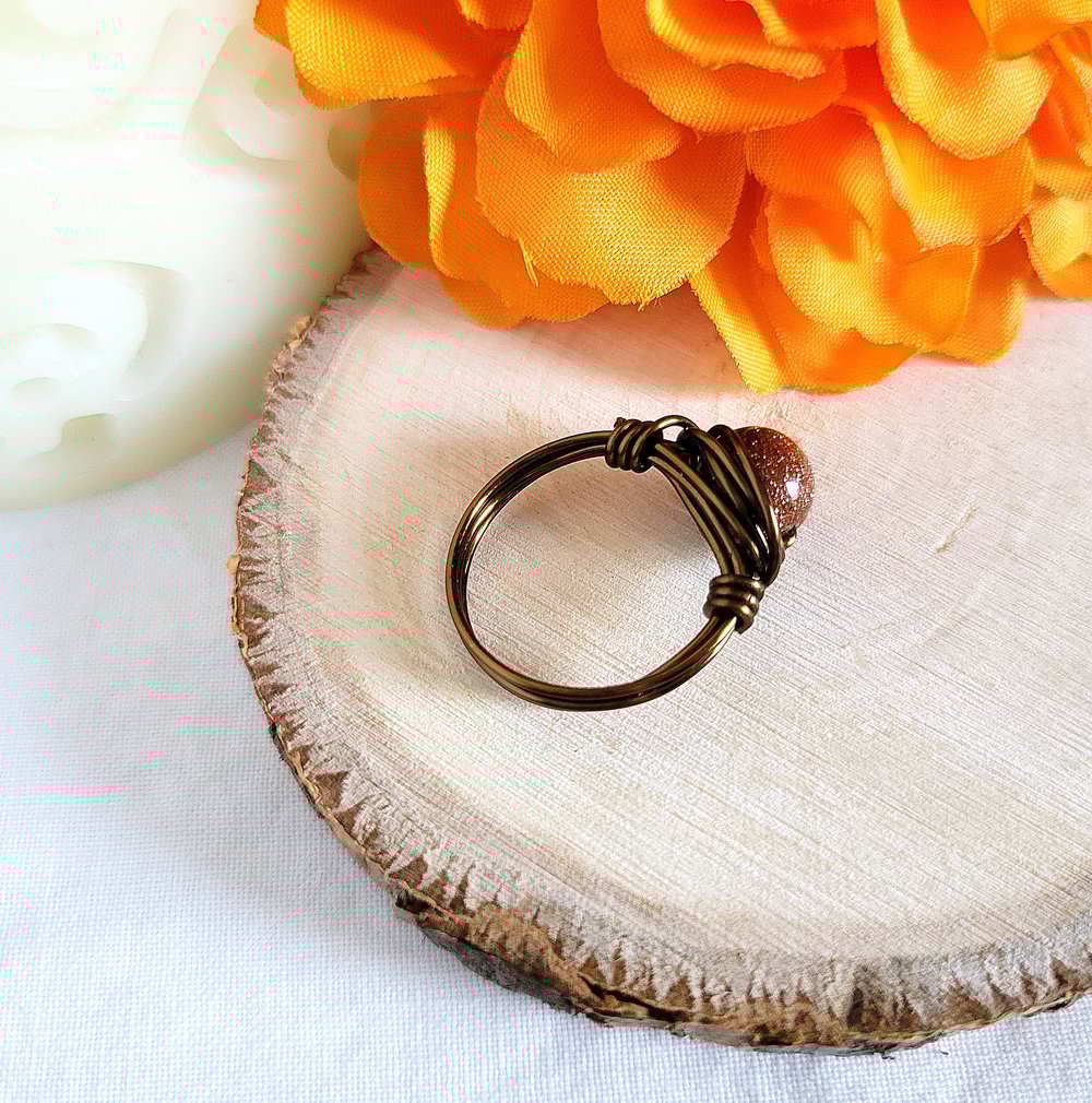 Image of Wire Wrapped Goldstone Custom Gemstone Ring