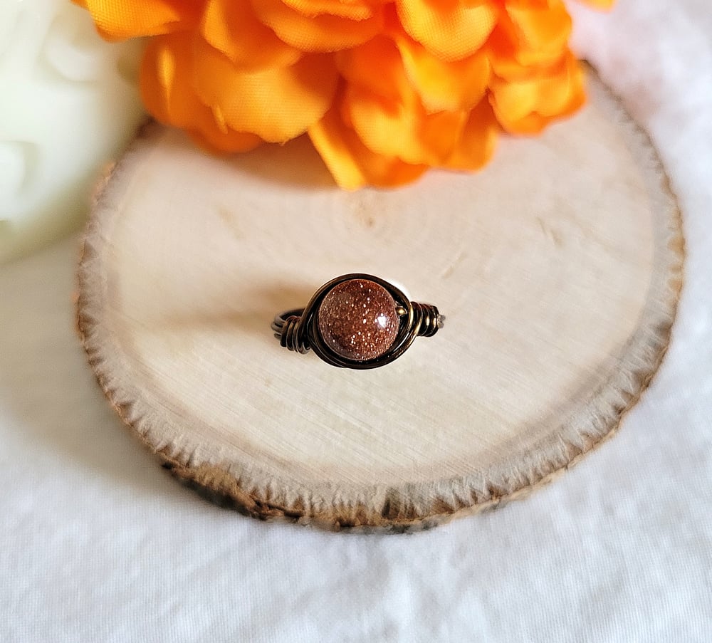 Image of Wire Wrapped Goldstone Custom Gemstone Ring