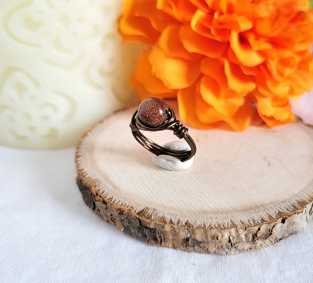 Image of Wire Wrapped Goldstone Custom Gemstone Ring