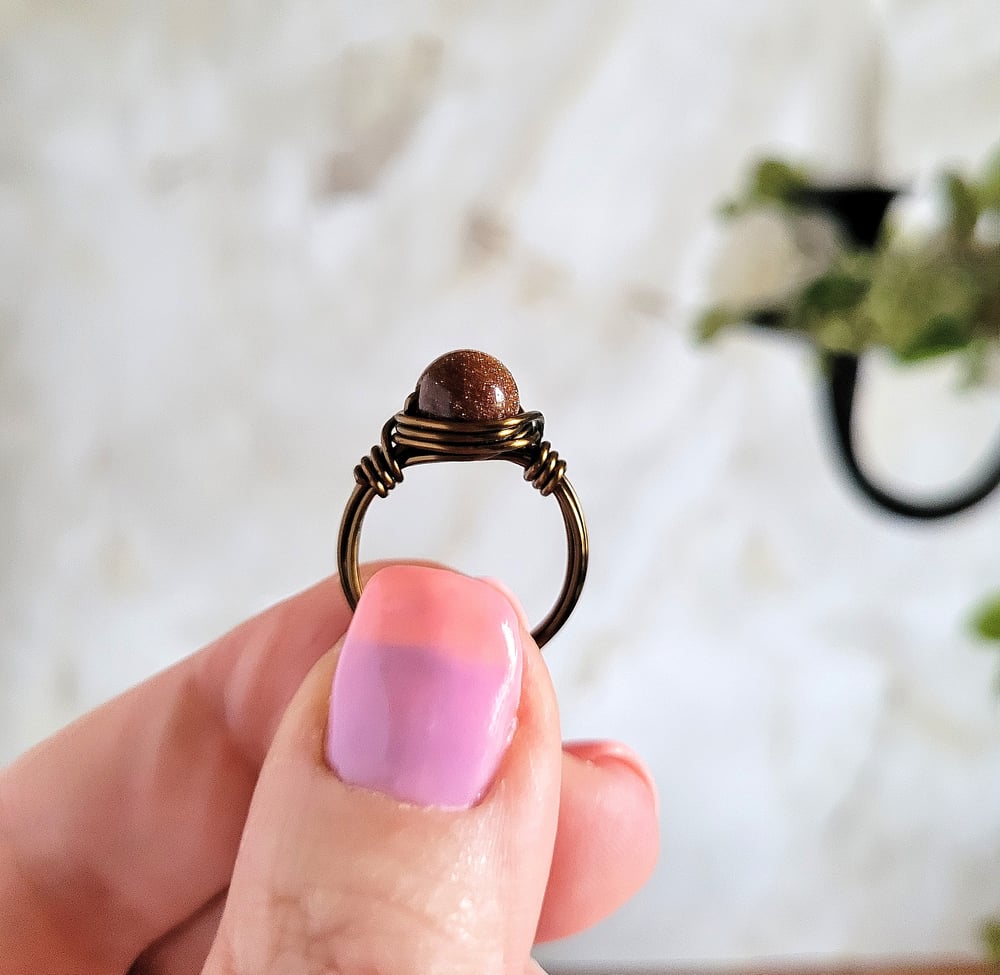 Image of Wire Wrapped Goldstone Custom Gemstone Ring