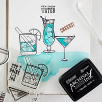 Image 3 of "Don't Drink Ink" Cocktails, Beer Glass, Wine, Cherry- 3"x4" Clear Stamp Set (9 stamp designs)