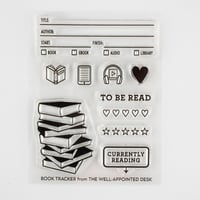 Image 2 of "Book Tracker" Books, Audiobook, Ebook, TBR - 3"x4" Clear Stamp Set (10 stamp designs)