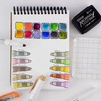 Image 3 of "Art Supply Bin" Pens, Brushes, Markers, Paint- 3"x4" Clear Stamp Set (8 stamp designs)