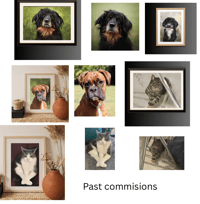 Image 1 of Framed custom pet  portrait 